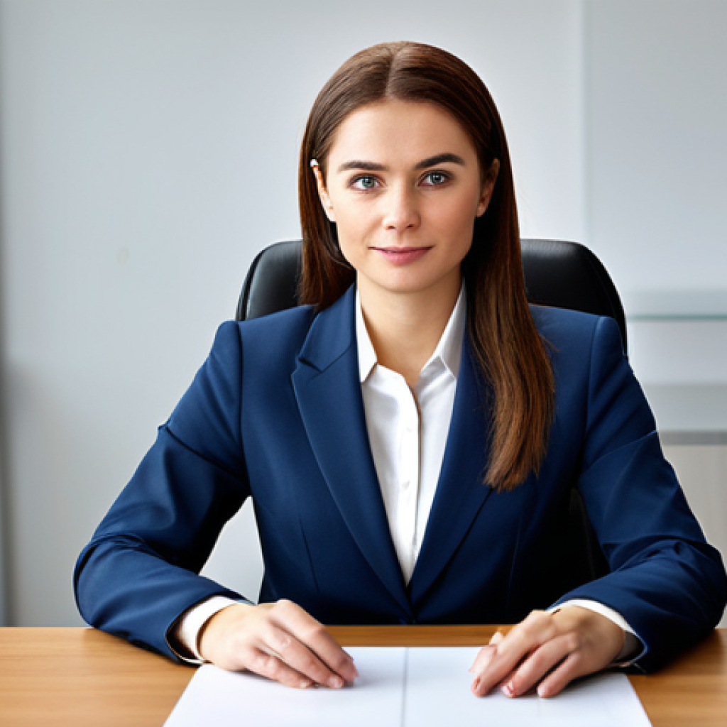 **

"A professional businesswoman in a modest business suit, sitting at a desk in a modern office, fully clothed, appropriate attire, safe for work, perfect anatomy, natural proportions, professional photography, high quality"

**