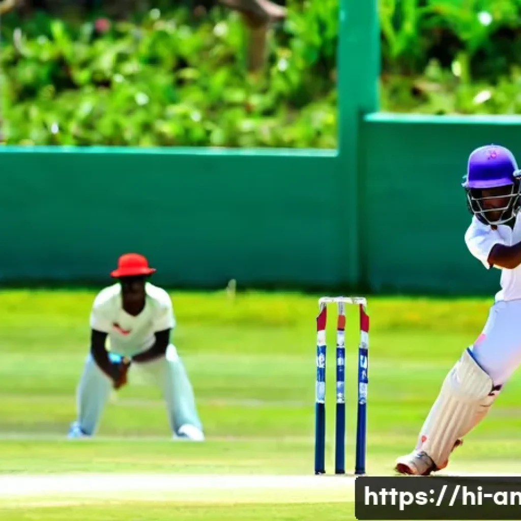 앤티가 바부다 크리켓 팀 - A vibrant cricket scene showcasing young players from Antigua and Barbuda’s national team practicing...