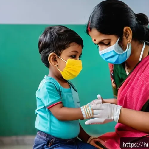 앤티가 바부다 백신 및 건강 관리 - A vibrant and informative scene showing a healthcare worker administering a DPT vaccine to a young I...